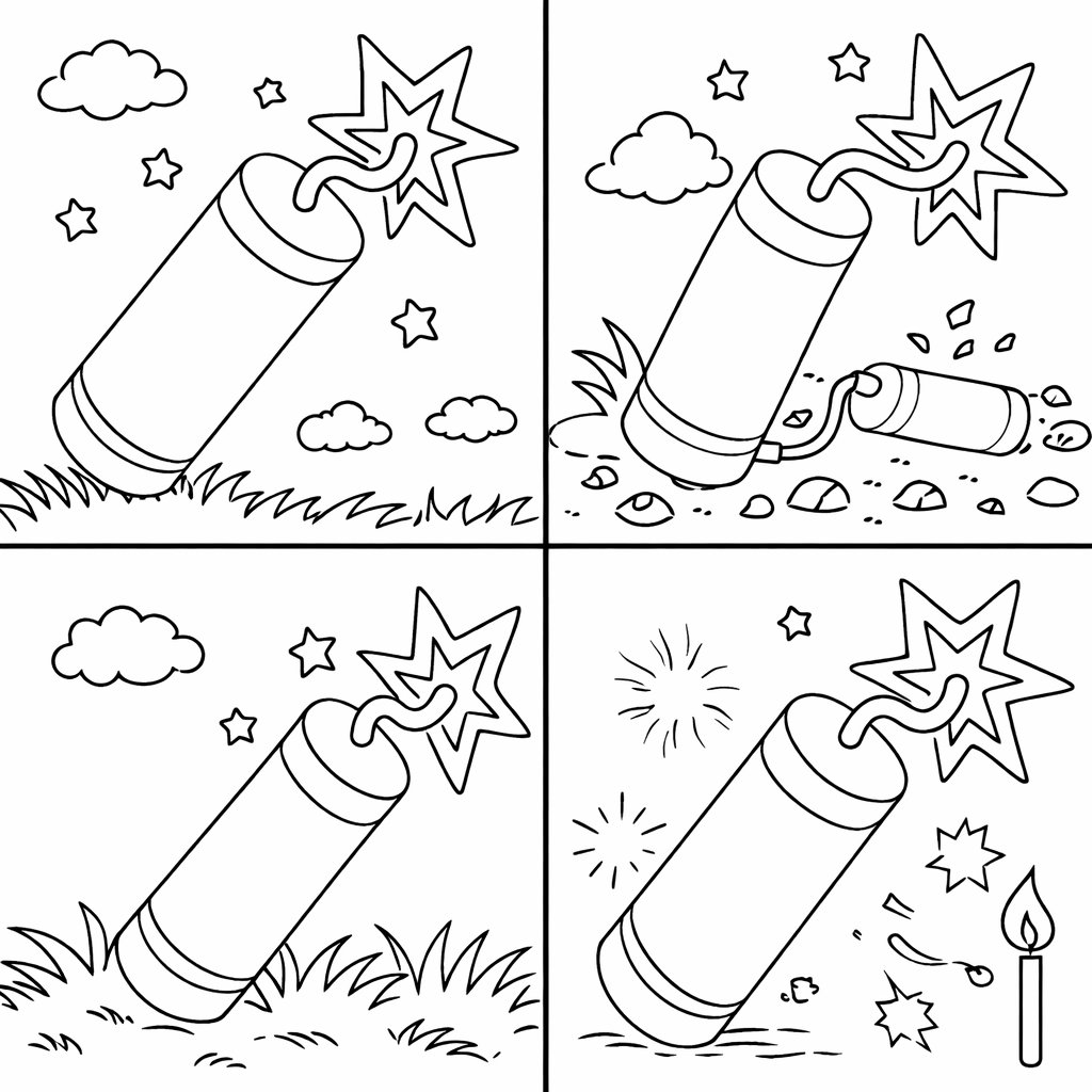 Coloriage rotje vuurwerk dessin au trait
