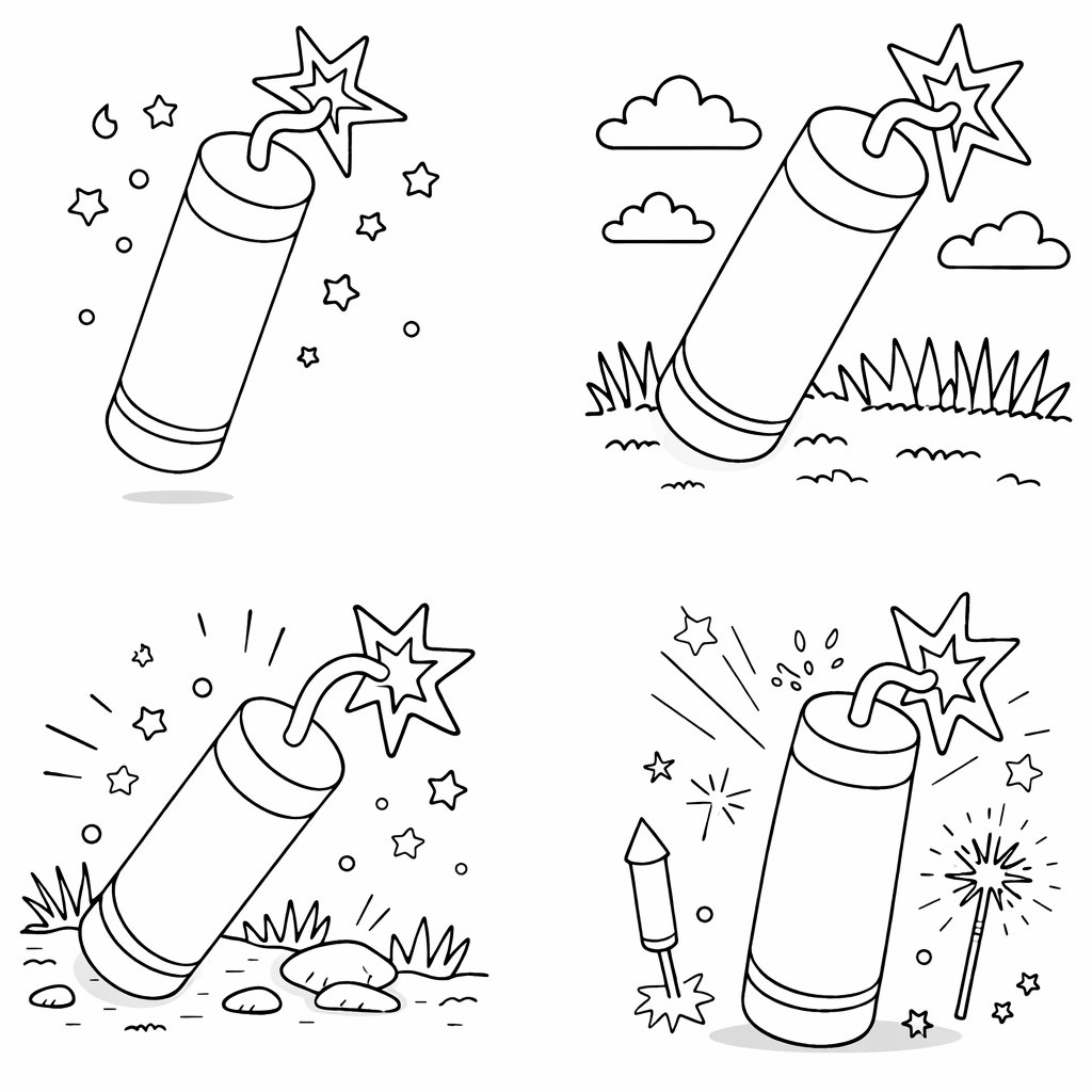 Coloriage rotje vuurwerk dessin au trait