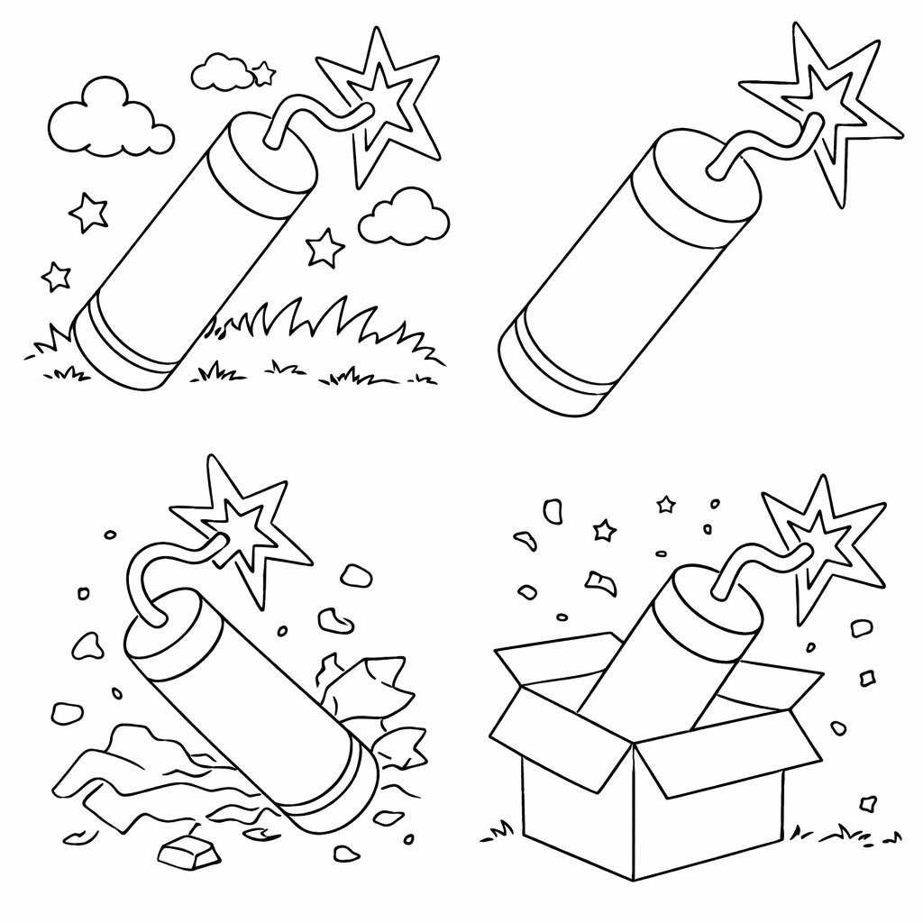 Coloriage rotje vuurwerk dessin au trait