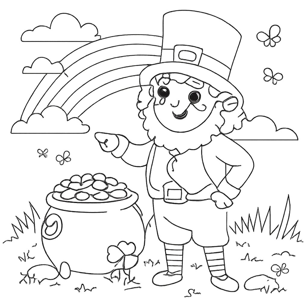 Coloriage leprechaun dessin au trait