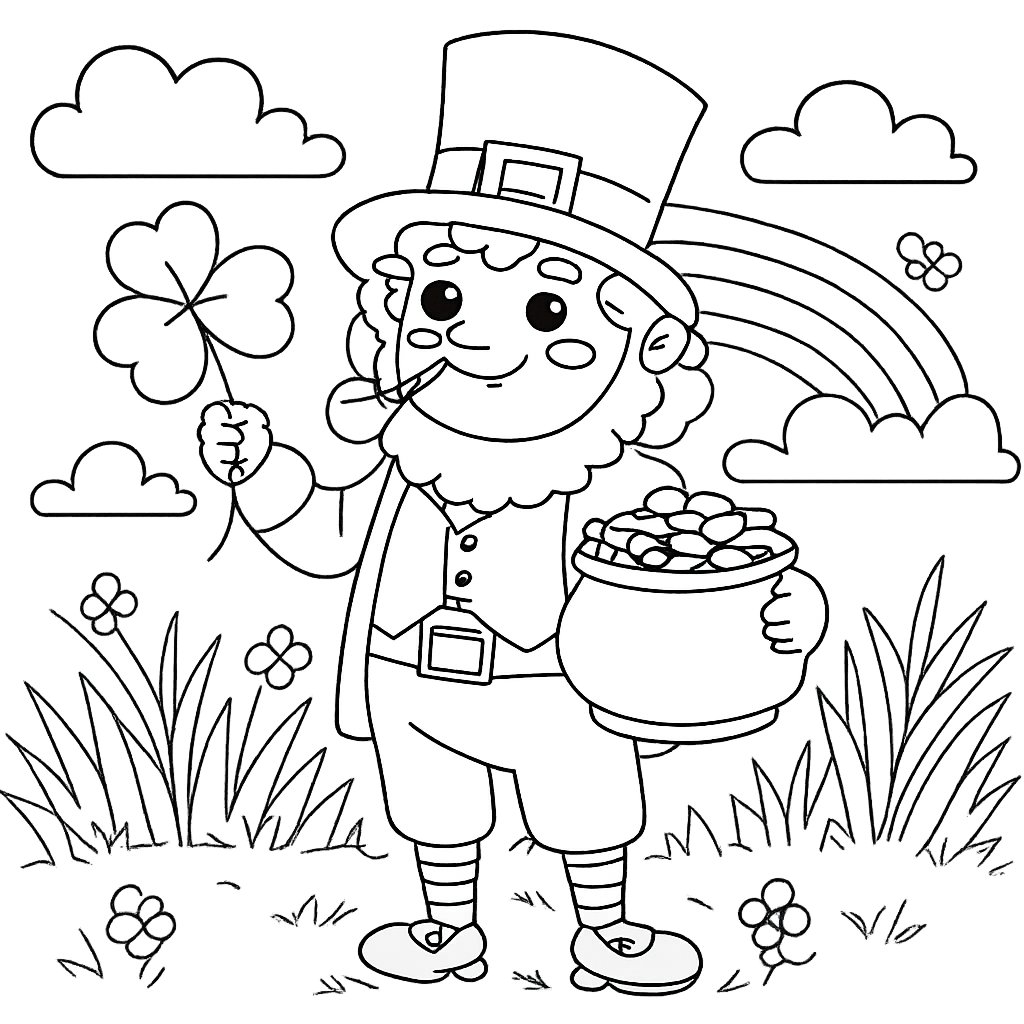 Coloriage leprechaun dessin au trait