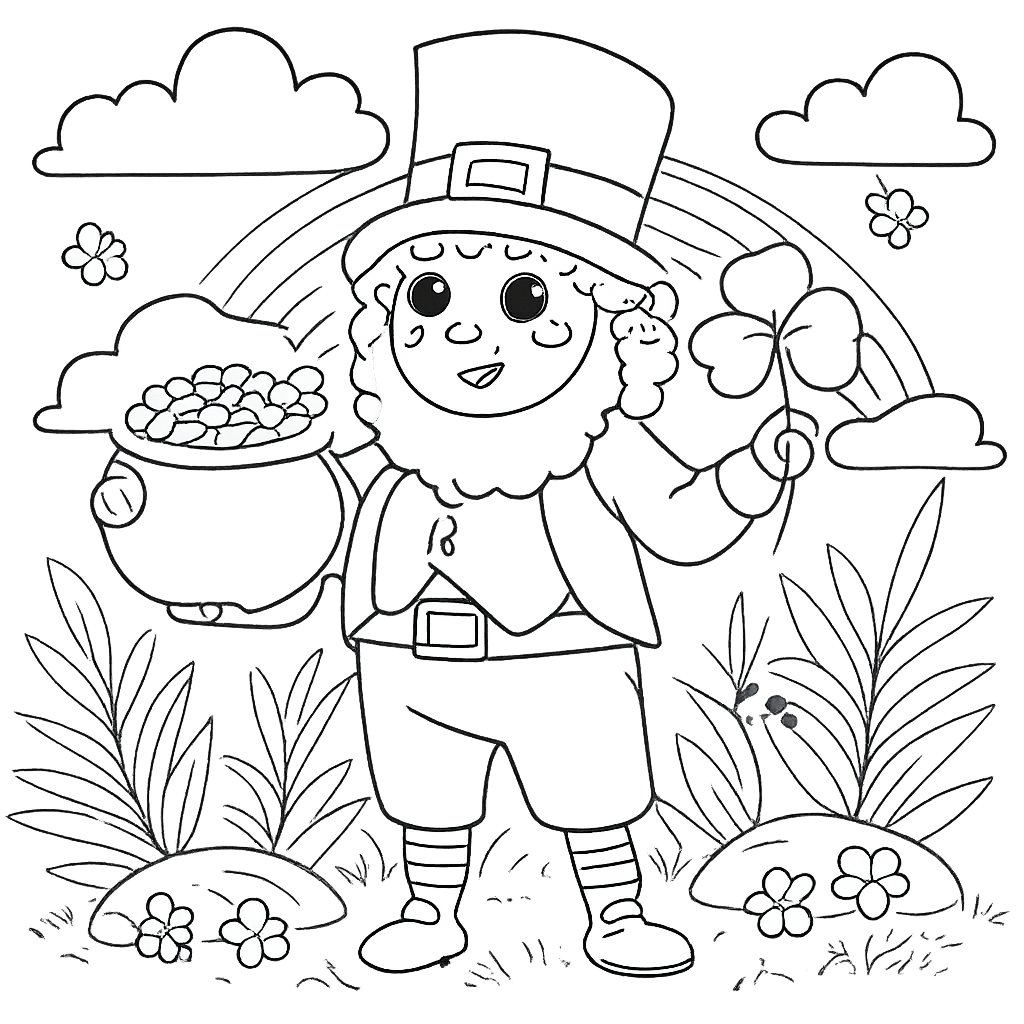 Coloriage leprechaun dessin au trait