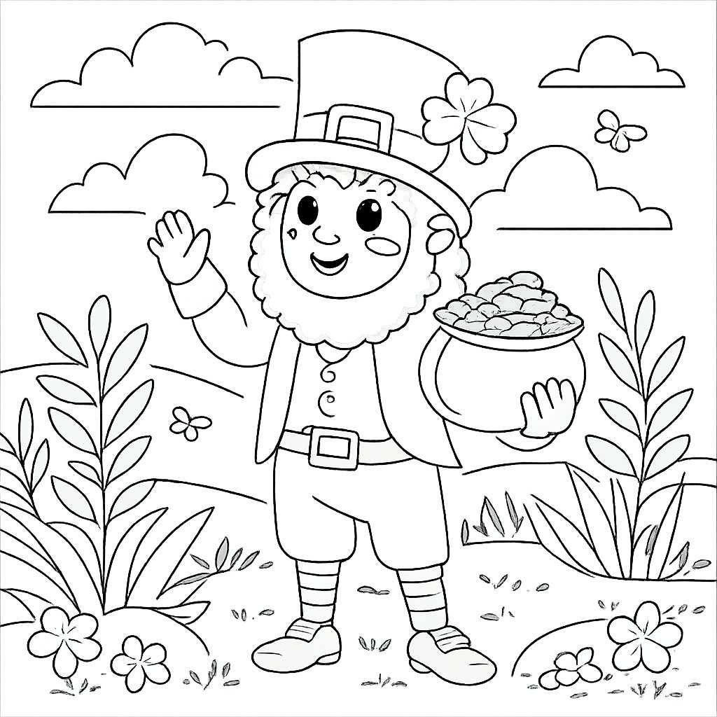 Coloriage leprechaun dessin au trait