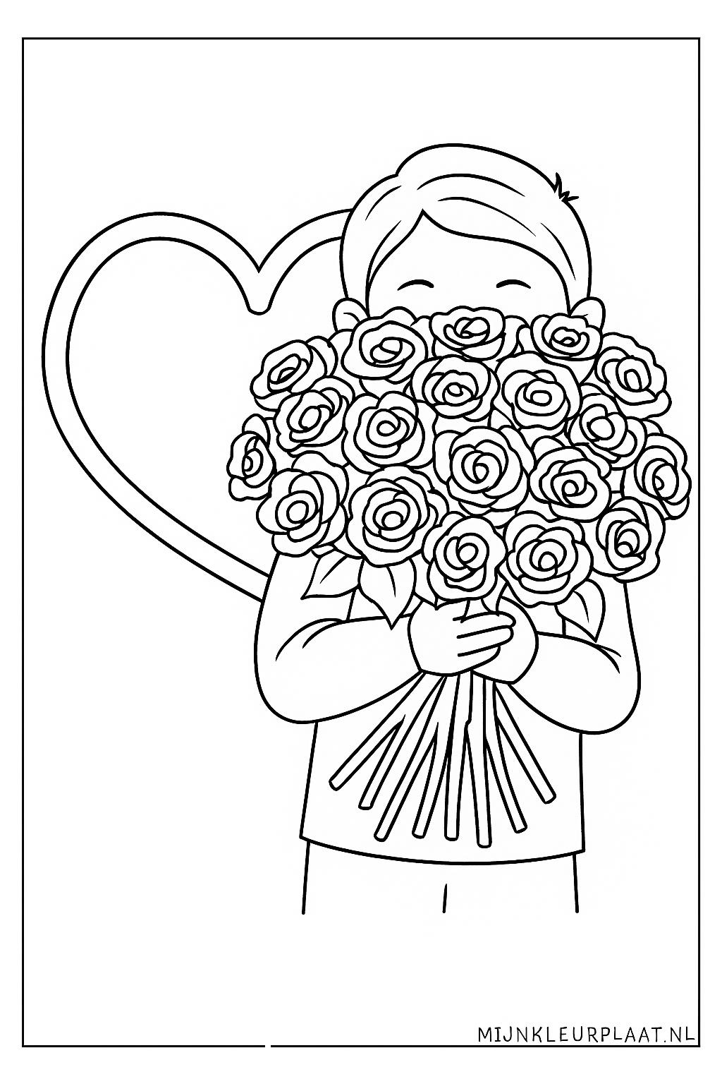 Plantilla de Colorear Gratis del Día de San Valentín - Variante 3 Plantilla para Niños