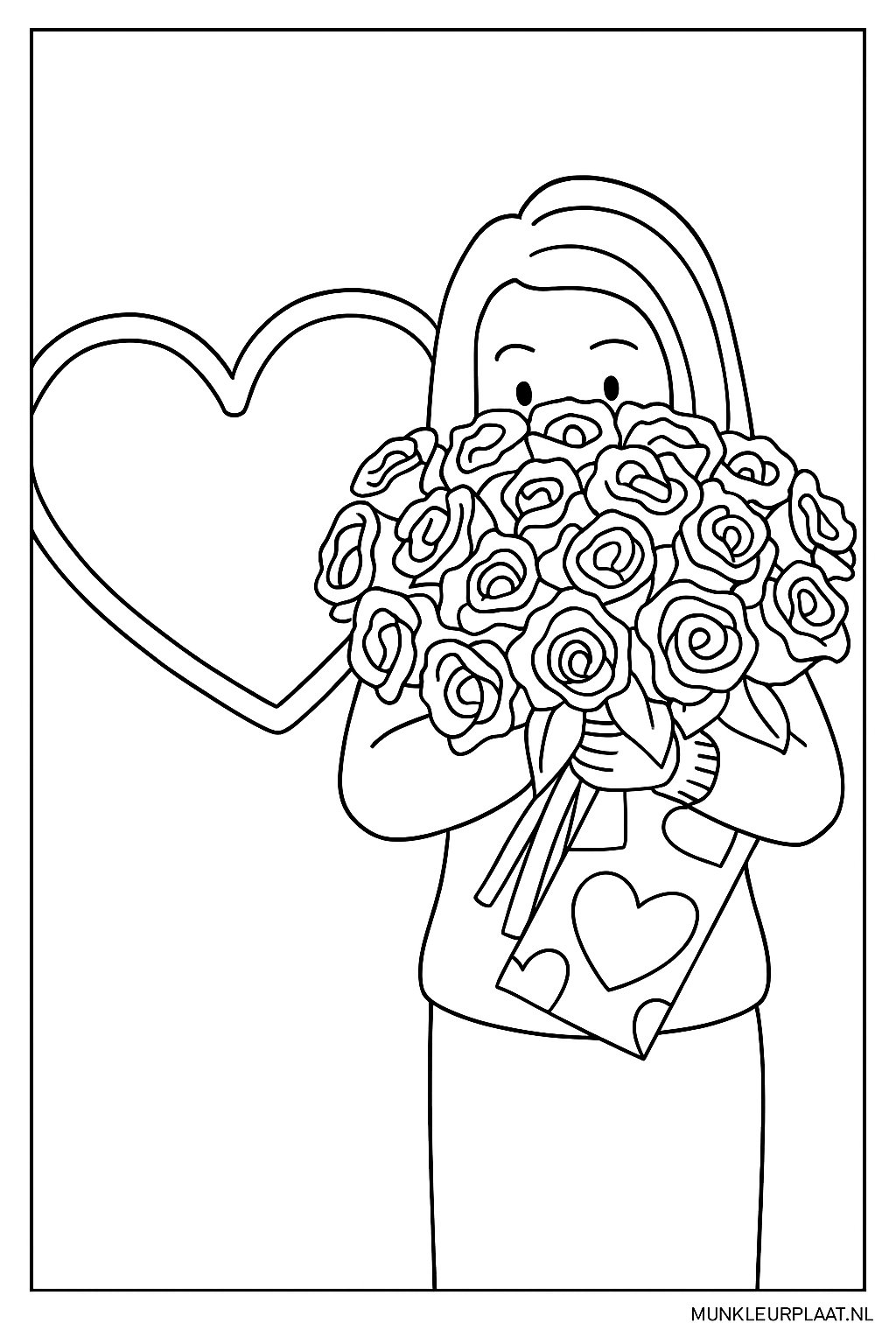 Plantilla de Colorear Gratis del Día de San Valentín - Variante 4 Plantilla para Niños