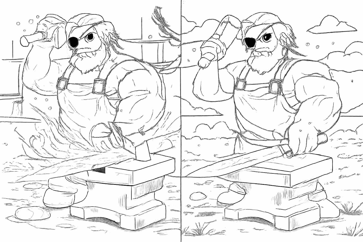 The Forge Roblox kleurplaat - zwart-wit lijntekening