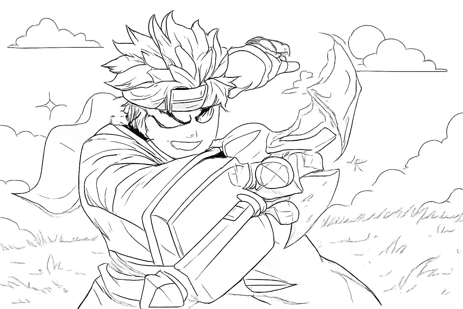 Blox fruits Roblox kleurplaat - zwart-wit lijntekening