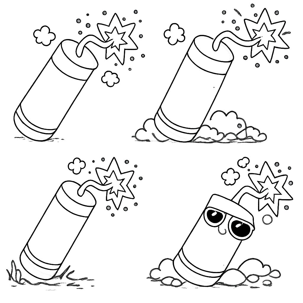 Coloriage rotje vuurwerk dessin au trait