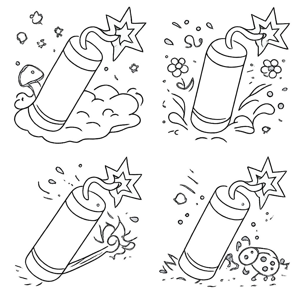 Coloriage rotje vuurwerk dessin au trait