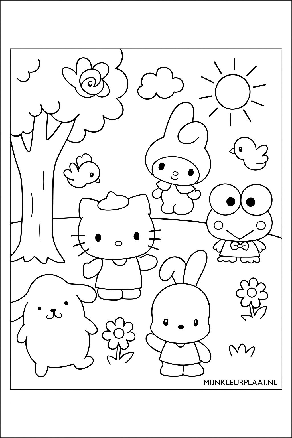 Plantilla de Coloreado Gratis Sanrio - Variante 1 Plantilla para Niños