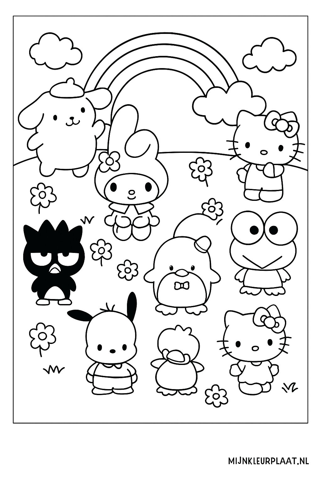 Plantilla de Coloreado Gratis Sanrio - Variante 3 Plantilla para Niños