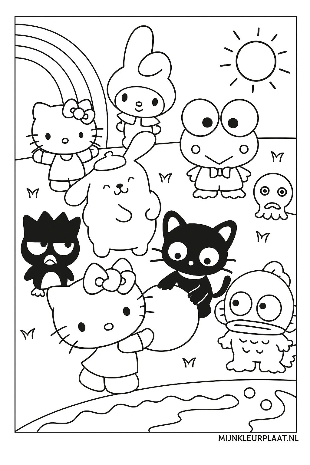 Plantilla de Coloreado Gratis Sanrio - Variante 4 Plantilla para Niños