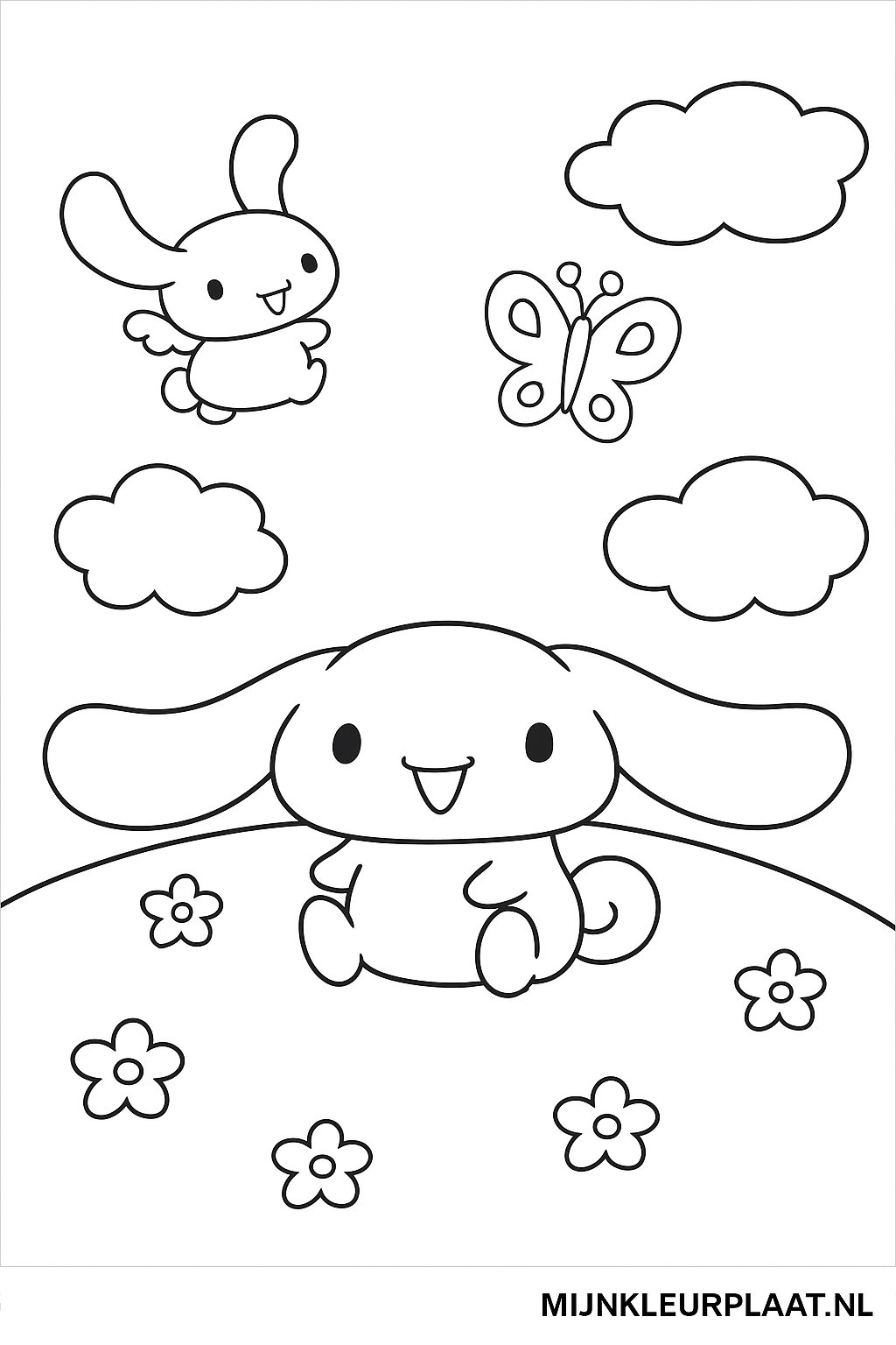 Plantilla de Coloreado Gratis Cinnamoroll - Variante 2 Plantilla de Coloreado para Niños