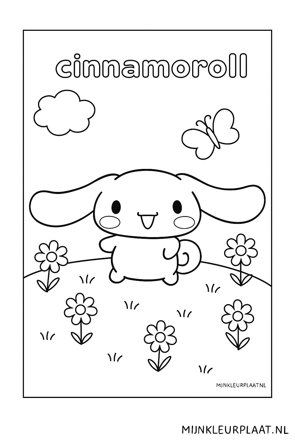 Plantilla de Coloreado Gratis Cinnamoroll - Variante 4 Plantilla de Coloreado para Niños