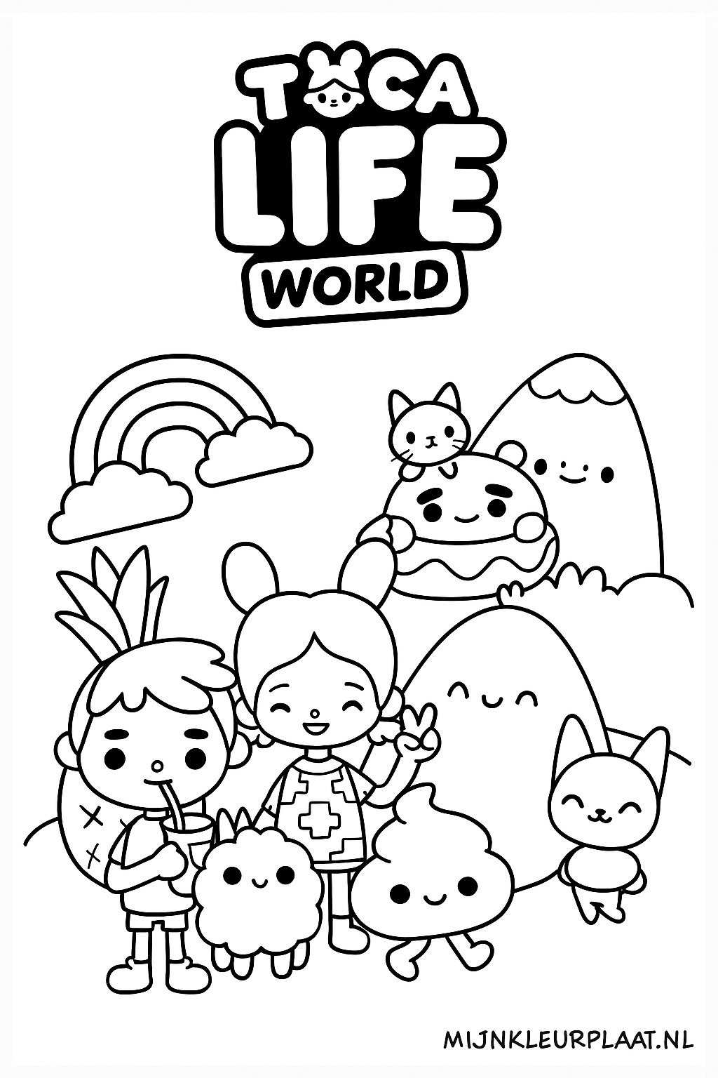 Plantilla para colorear Toca Boca gratis - Variante 2 Plantilla para colorear para niños