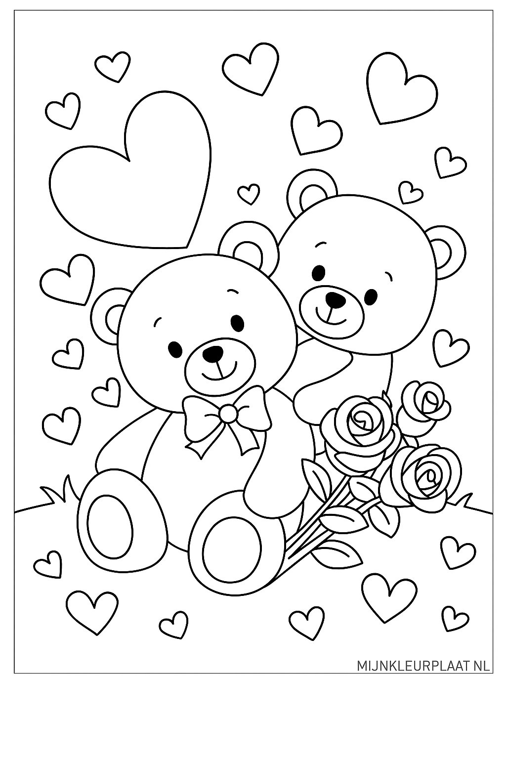Plantilla de Colorear Gratis del Día de San Valentín - Variante 4 Plantilla para Niños
