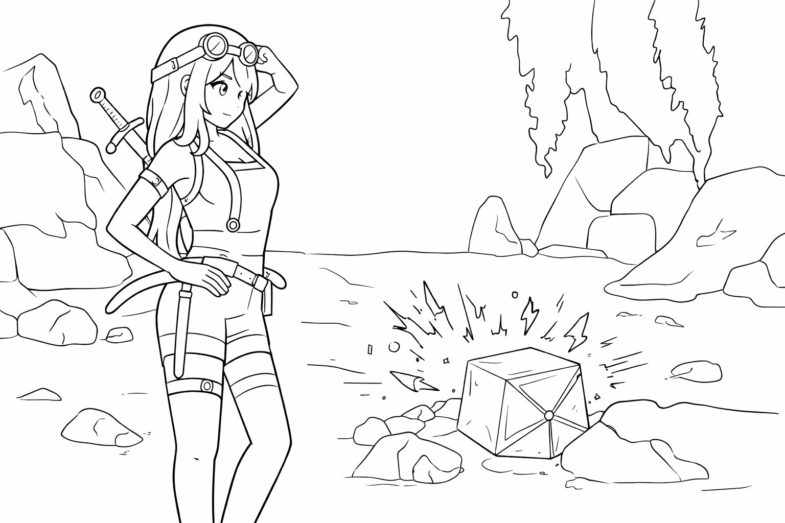 The Forge Roblox kleurplaat - zwart-wit lijntekening