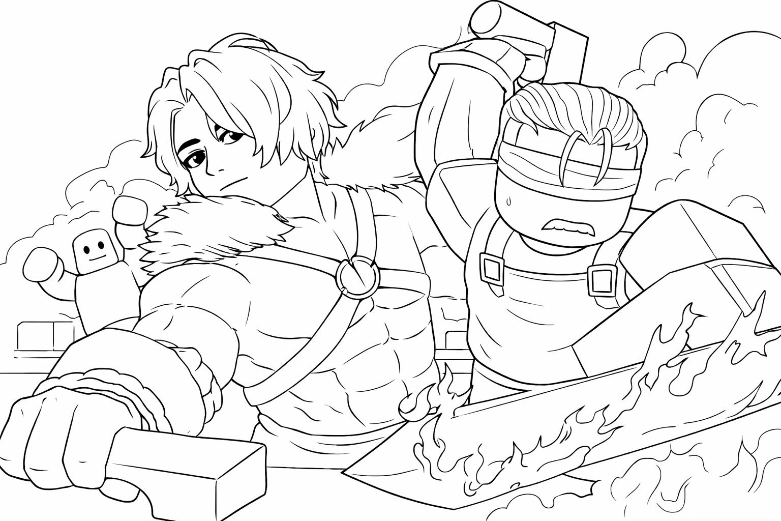 Coloriage The Forge Roblox dessin au trait