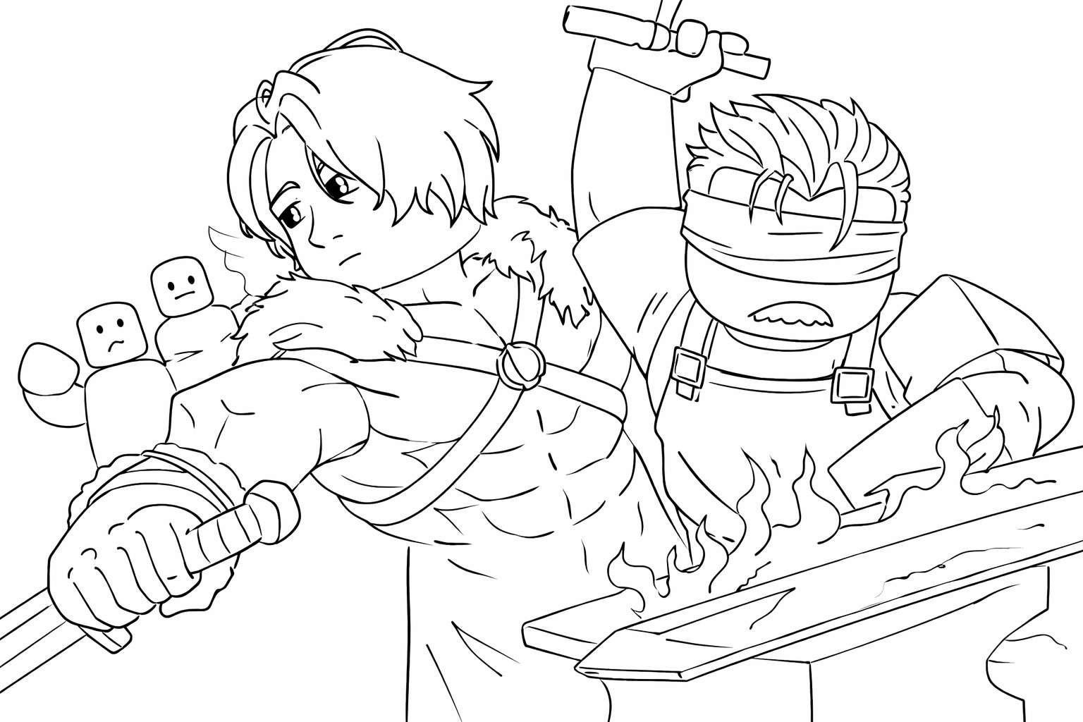 Coloriage The Forge Roblox dessin au trait