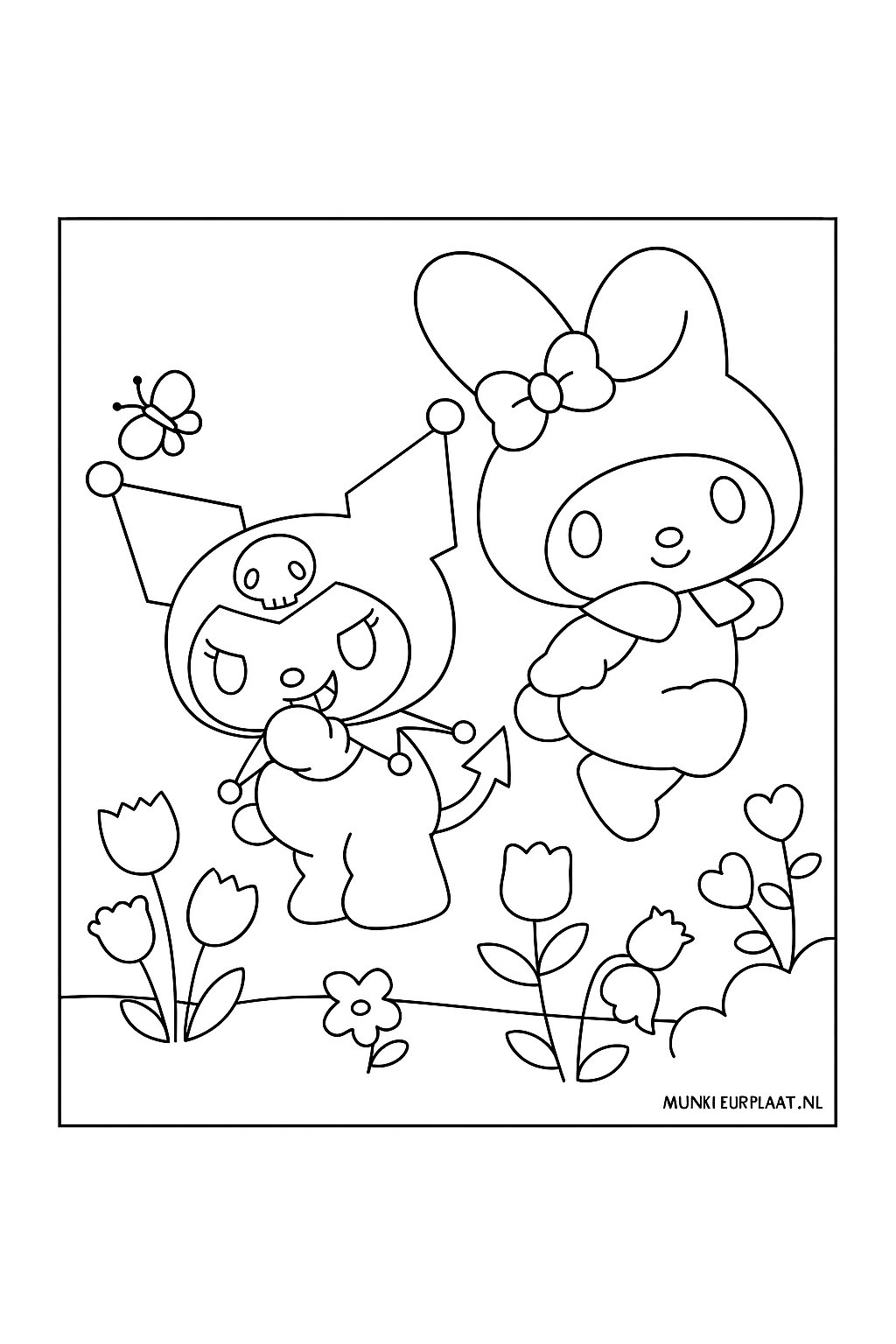 Plantilla de Coloreado Gratis Kuromi - Variante 2 Plantilla para Niños