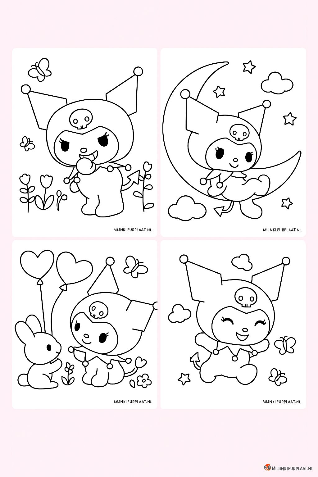 Plantilla de Coloreado Gratis Kuromi - Variante 4 Plantilla de Coloreado para Niños