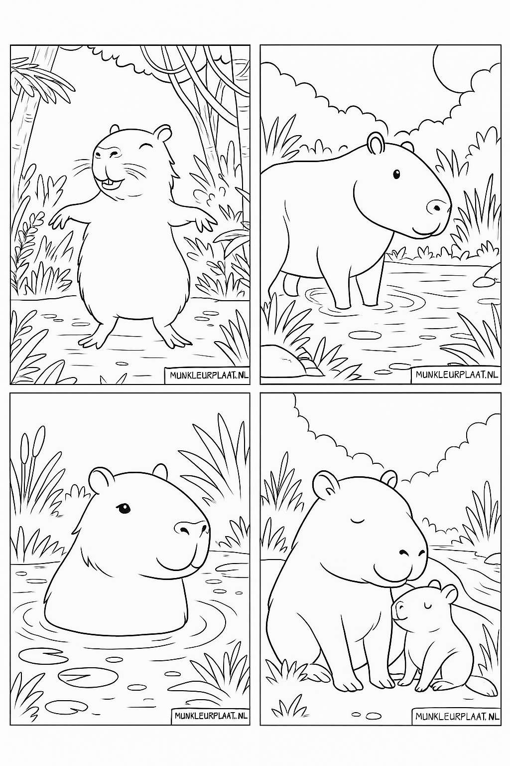 Plantilla de Coloreado Gratis de Capibara - Variante 1 Plantilla para Niños