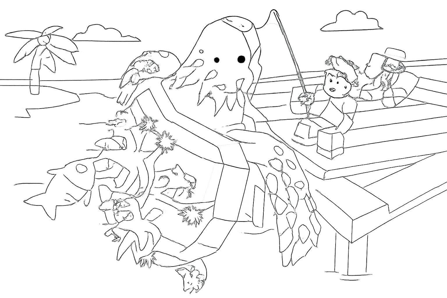 Coloriage Fisch Roblox dessin au trait