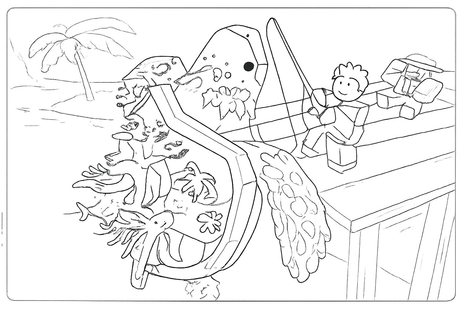 Coloriage Fisch Roblox dessin au trait