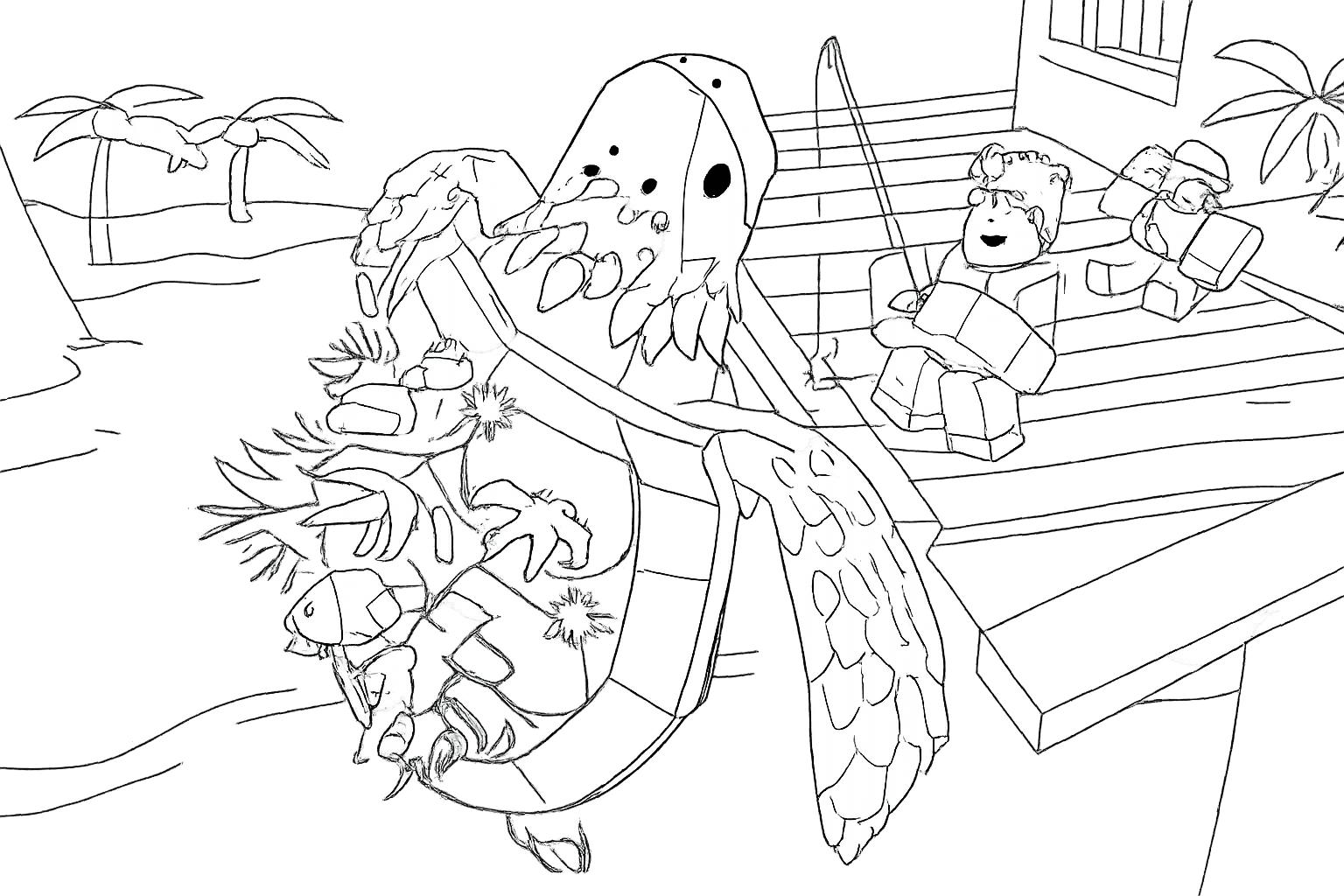 Coloriage Fisch Roblox dessin au trait