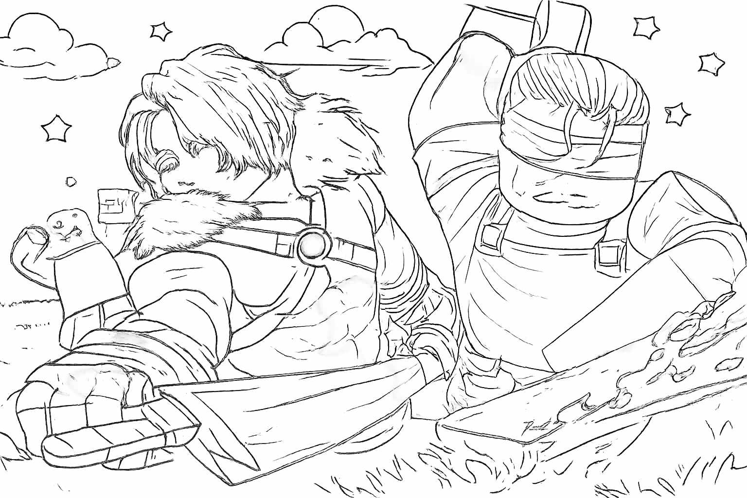 The Forge Roblox kleurplaat - zwart-wit lijntekening