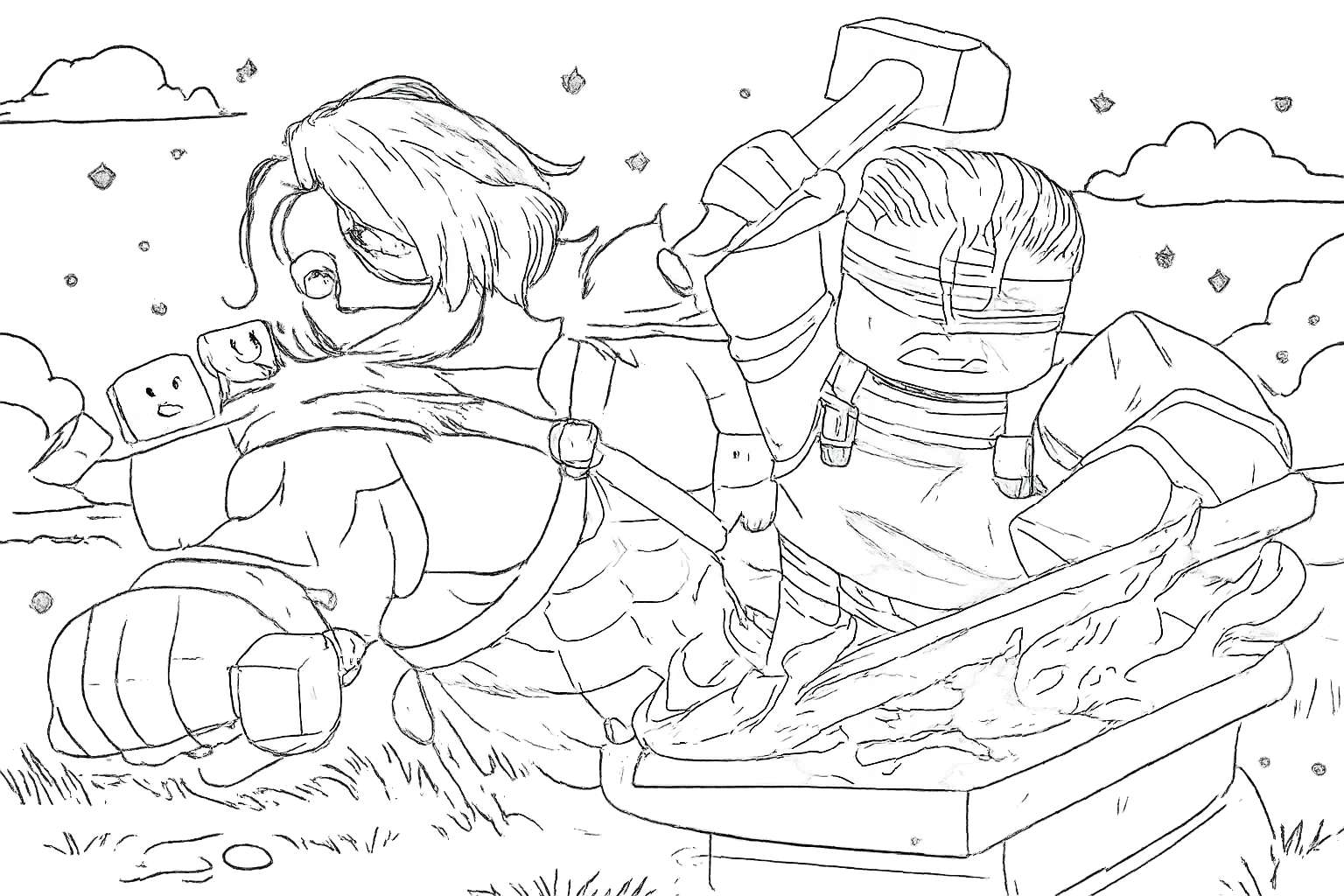 The Forge Roblox Malvorlage Linienzeichnung