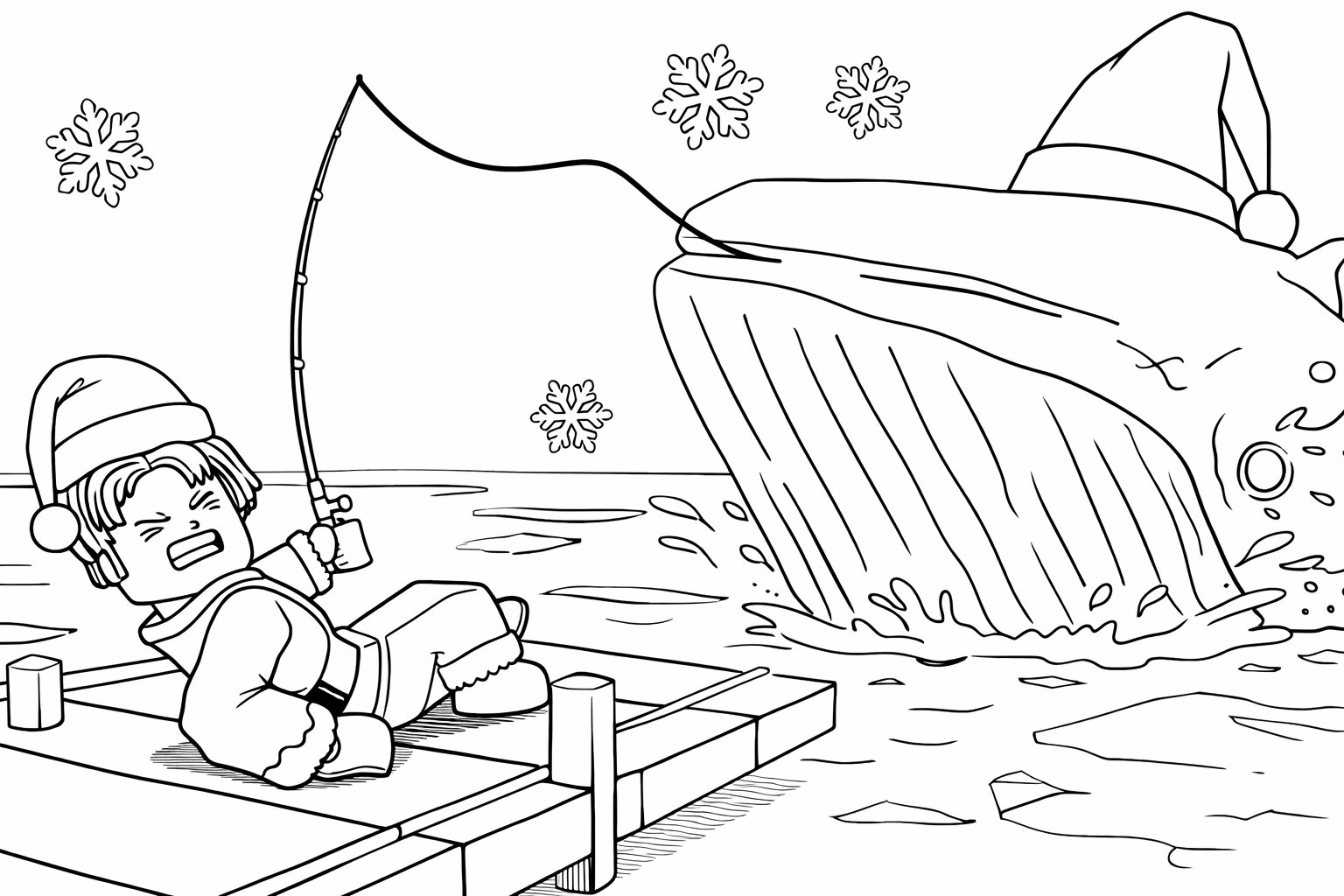 Fish It! Roblox kleurplaat - zwart-wit lijntekening