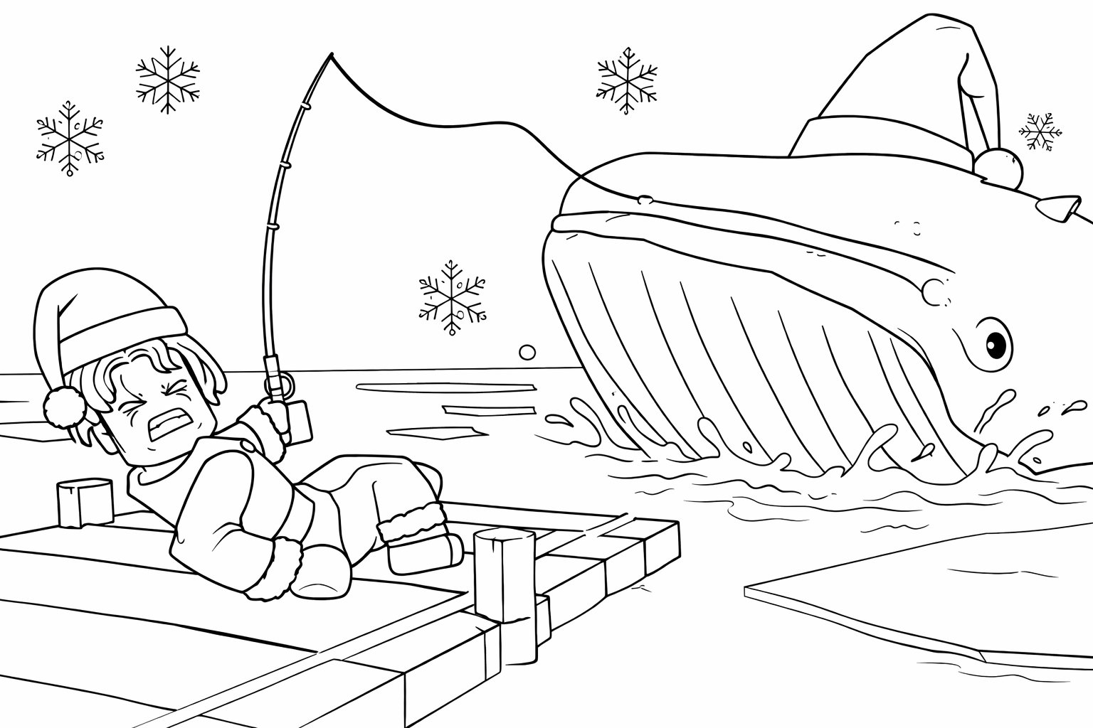 Fish It! Roblox kleurplaat - zwart-wit lijntekening