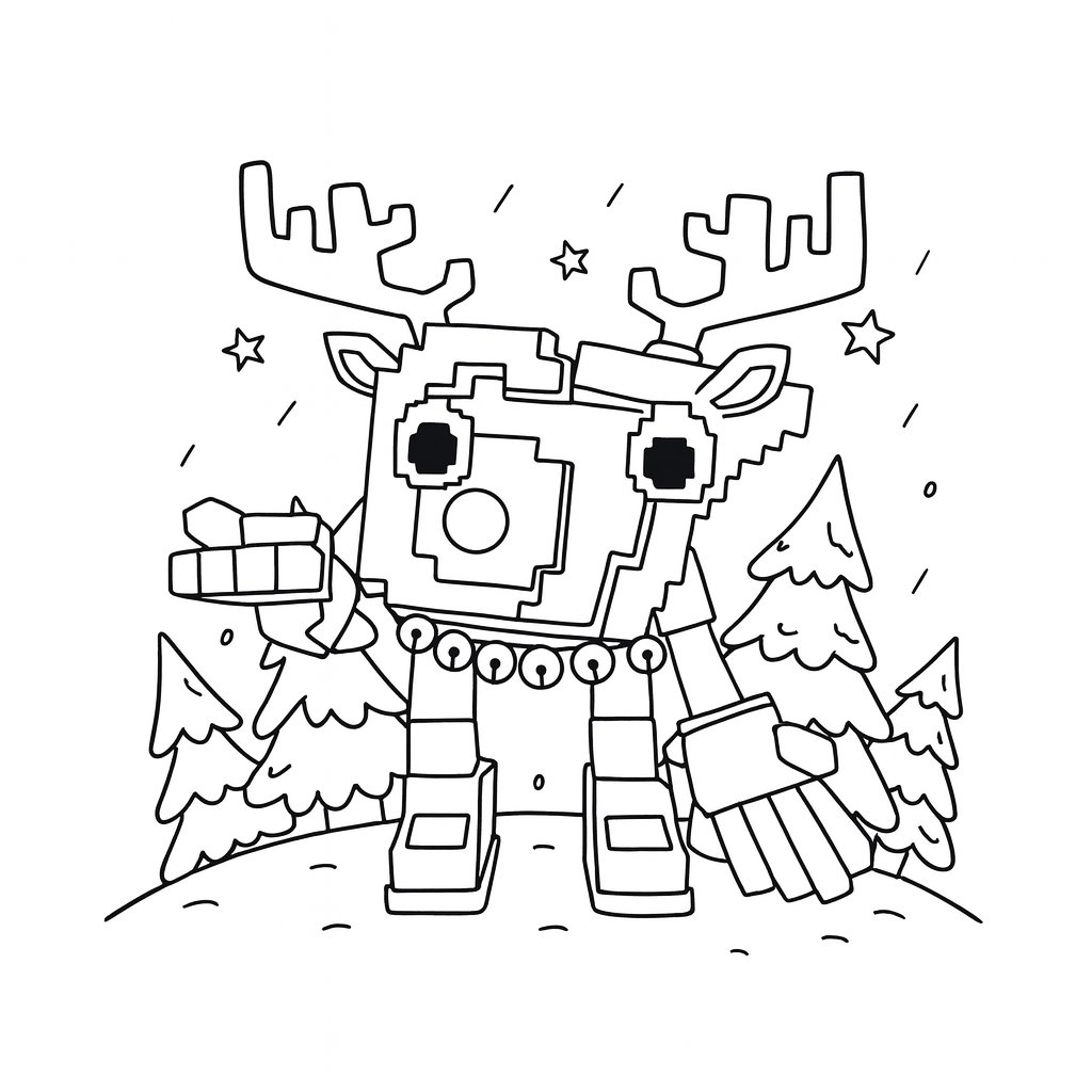 Kleurplaat van 6 7 kerst, variant 1