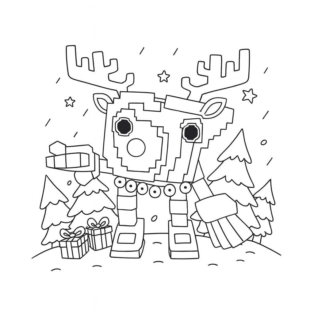 Kleurplaat van 6 7 kerst, variant 2