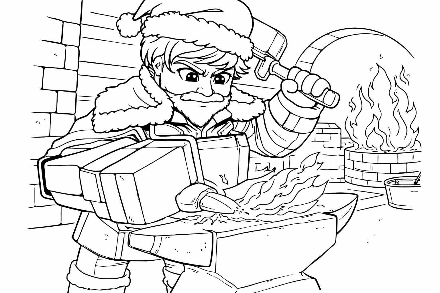 The Forge Roblox kleurplaat - zwart-wit lijntekening