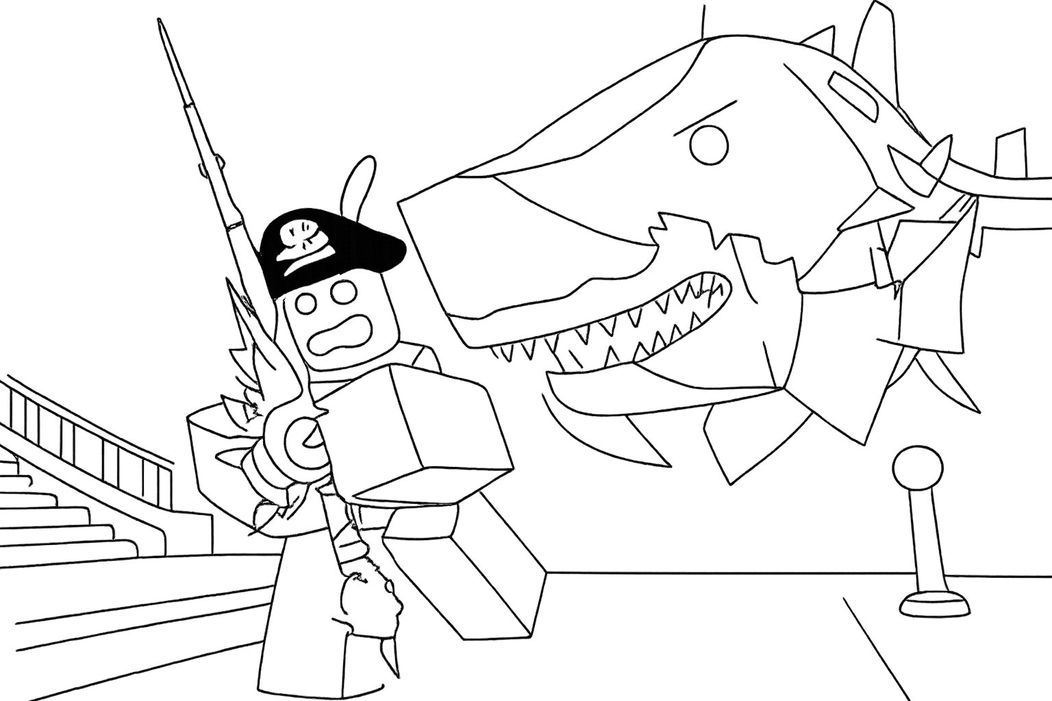 Coloriage Fisch Roblox dessin au trait