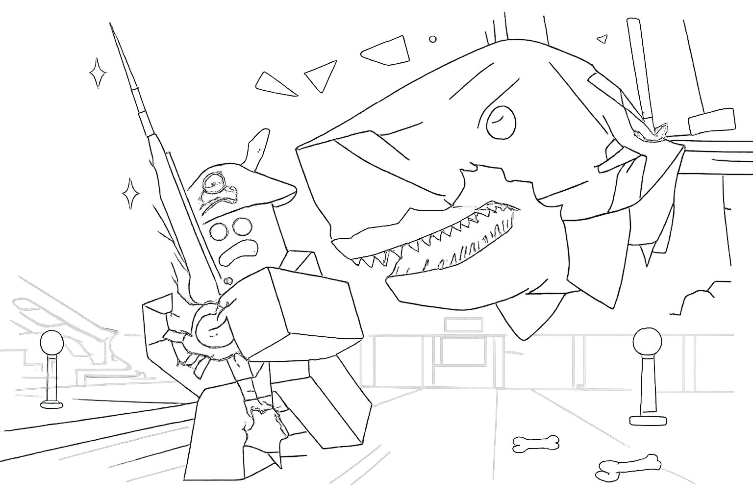 Coloriage Fisch Roblox dessin au trait