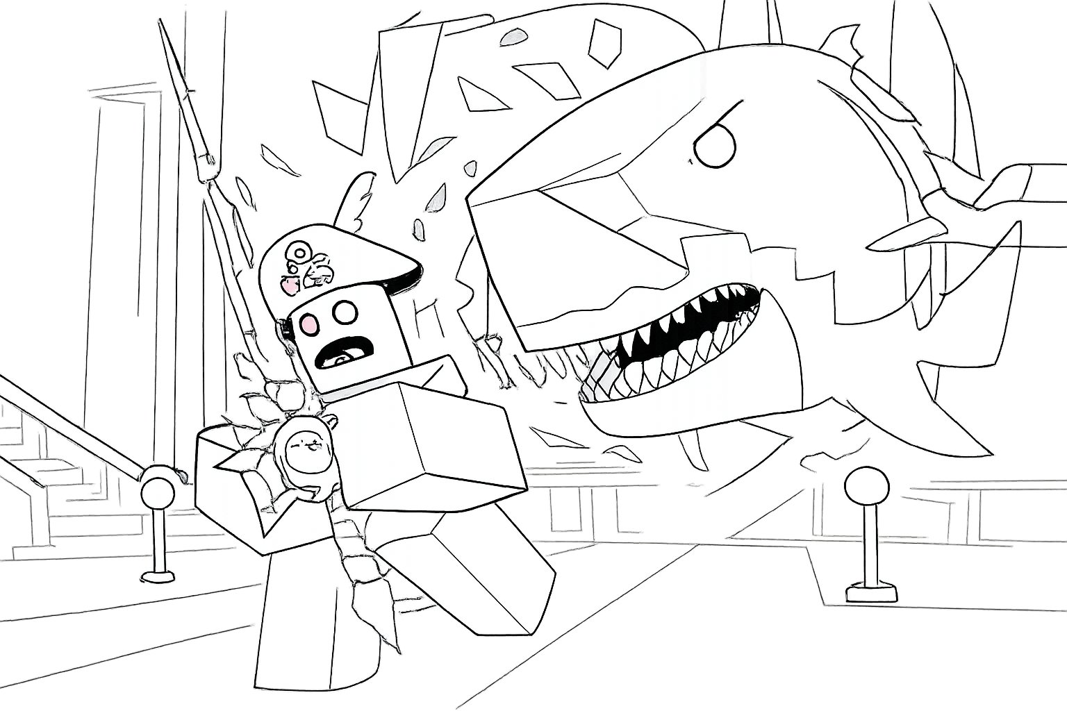 Coloriage Fisch Roblox dessin au trait