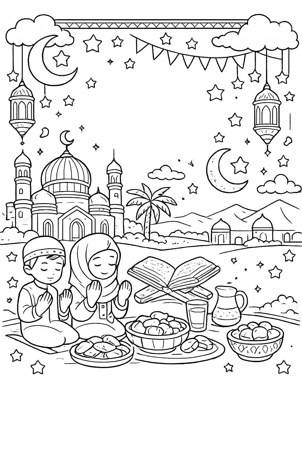 ramadan coloring page line art