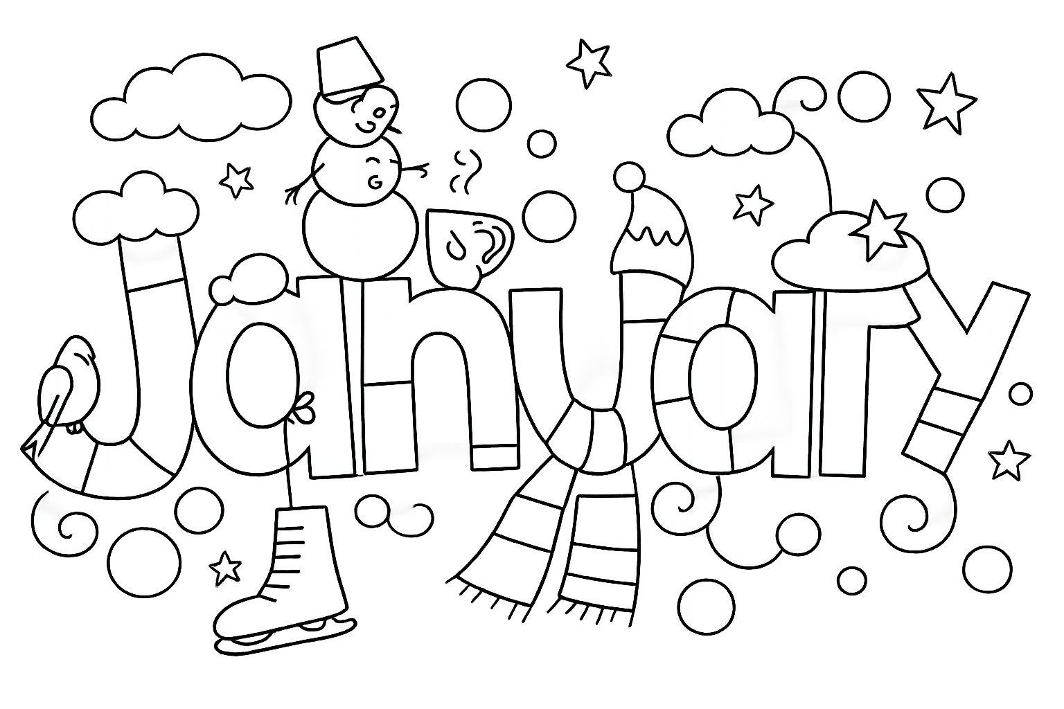 Coloriage Januari dessin au trait