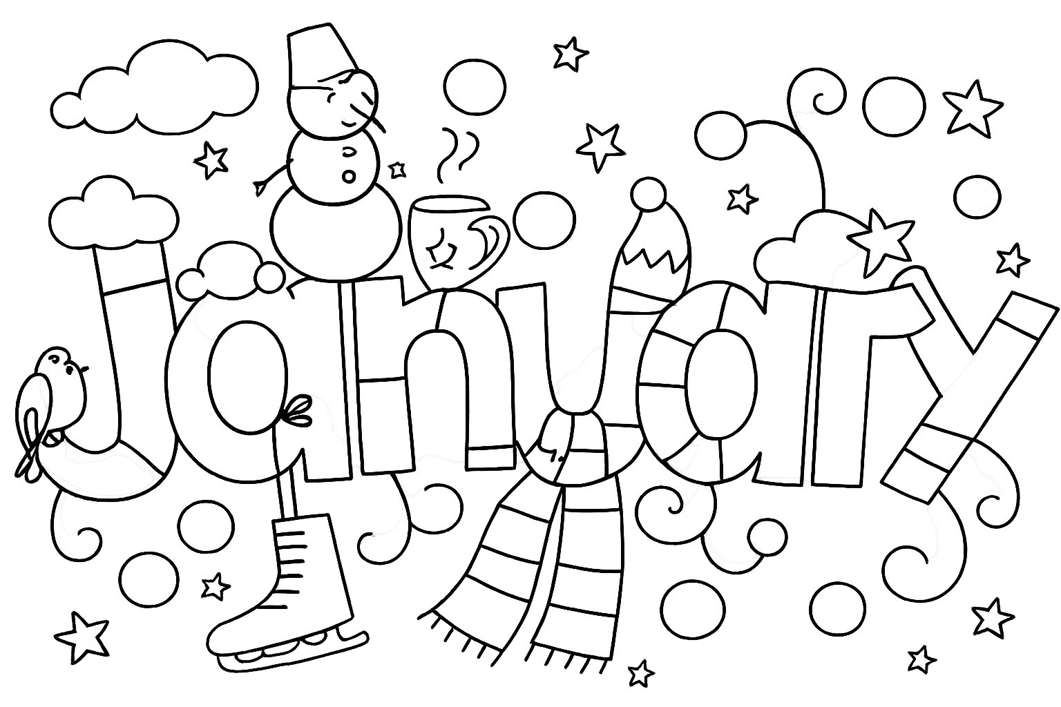 Coloriage Januari dessin au trait