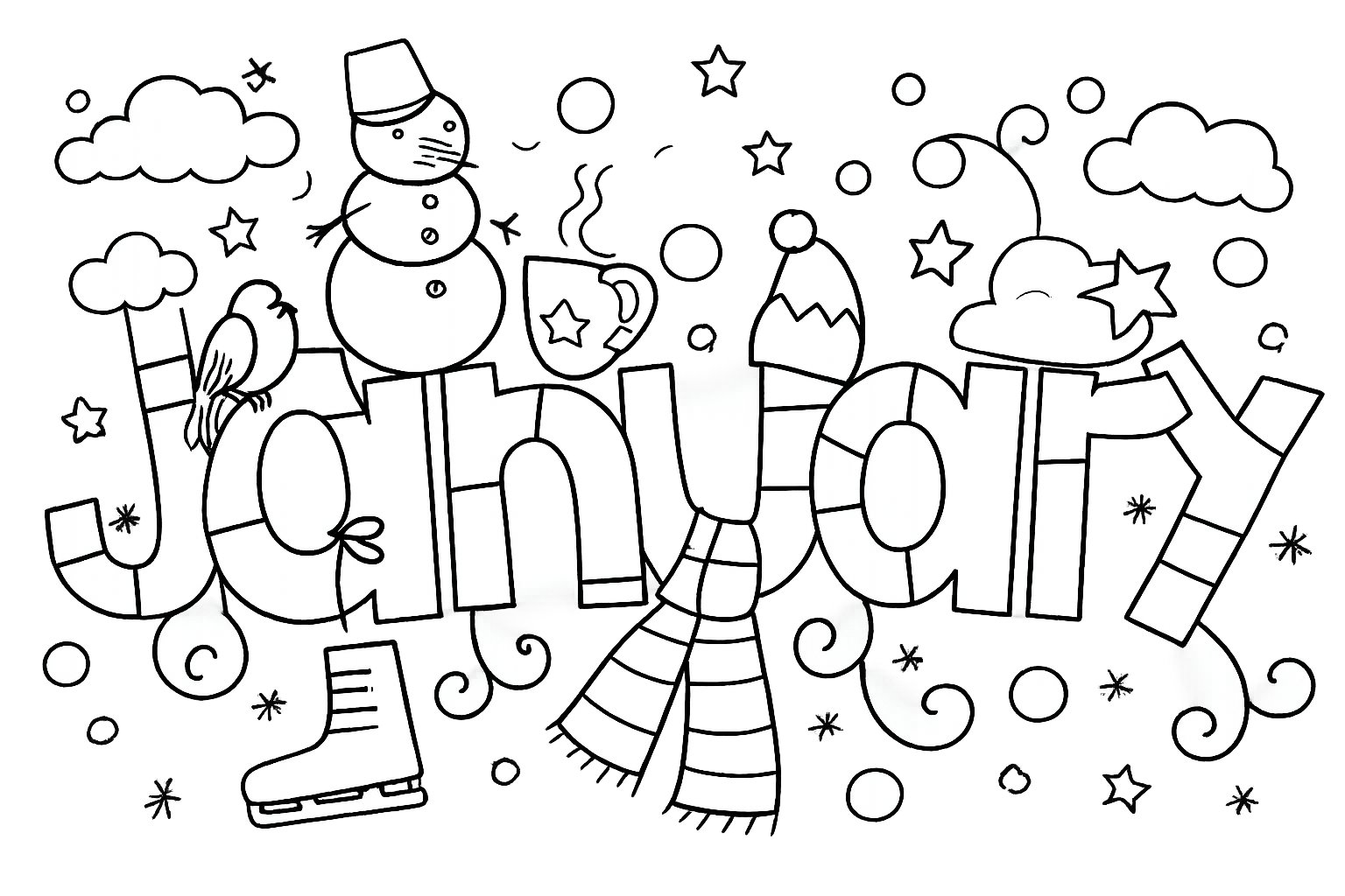 Coloriage Januari dessin au trait