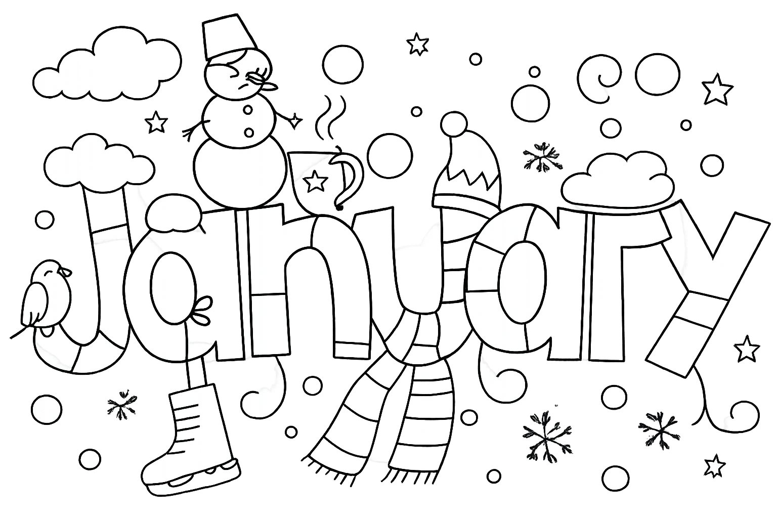 Coloriage Januari dessin au trait