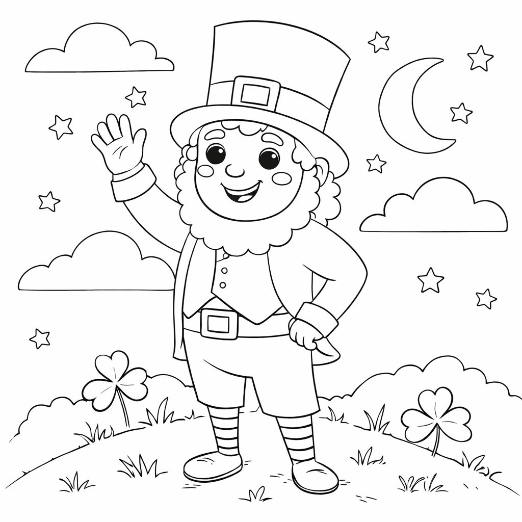 Coloriage leprechaun dessin au trait