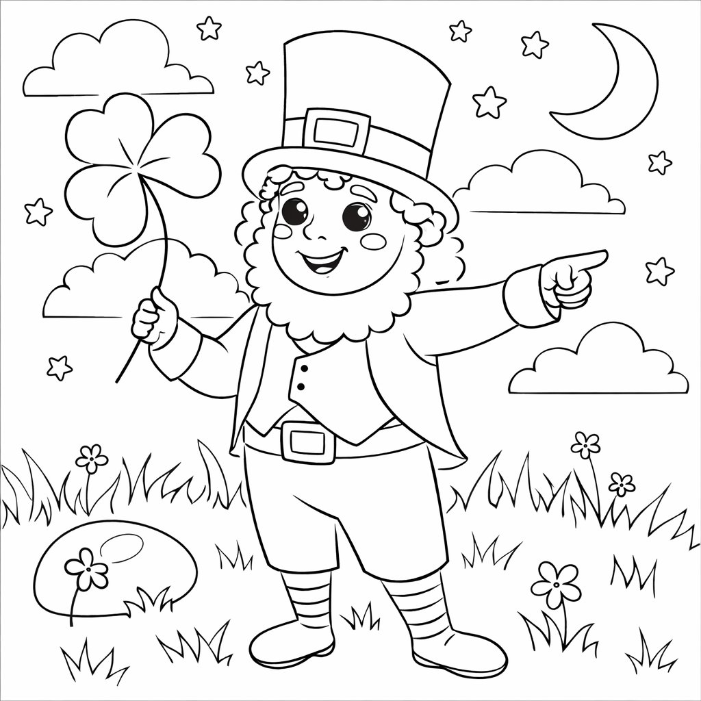 Coloriage leprechaun dessin au trait