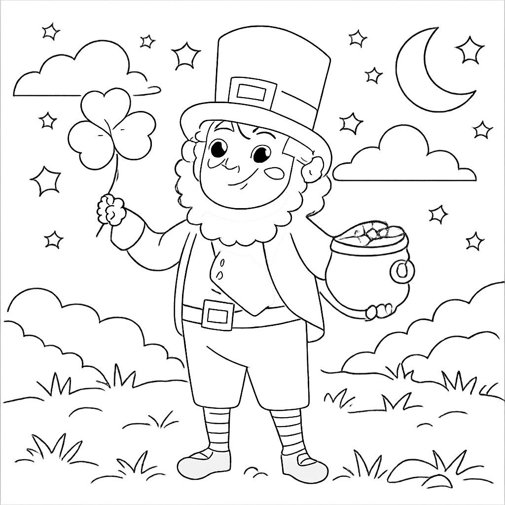Coloriage leprechaun dessin au trait