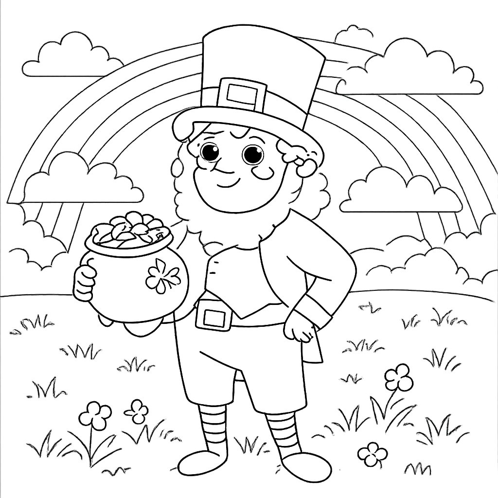 Coloriage leprechaun dessin au trait