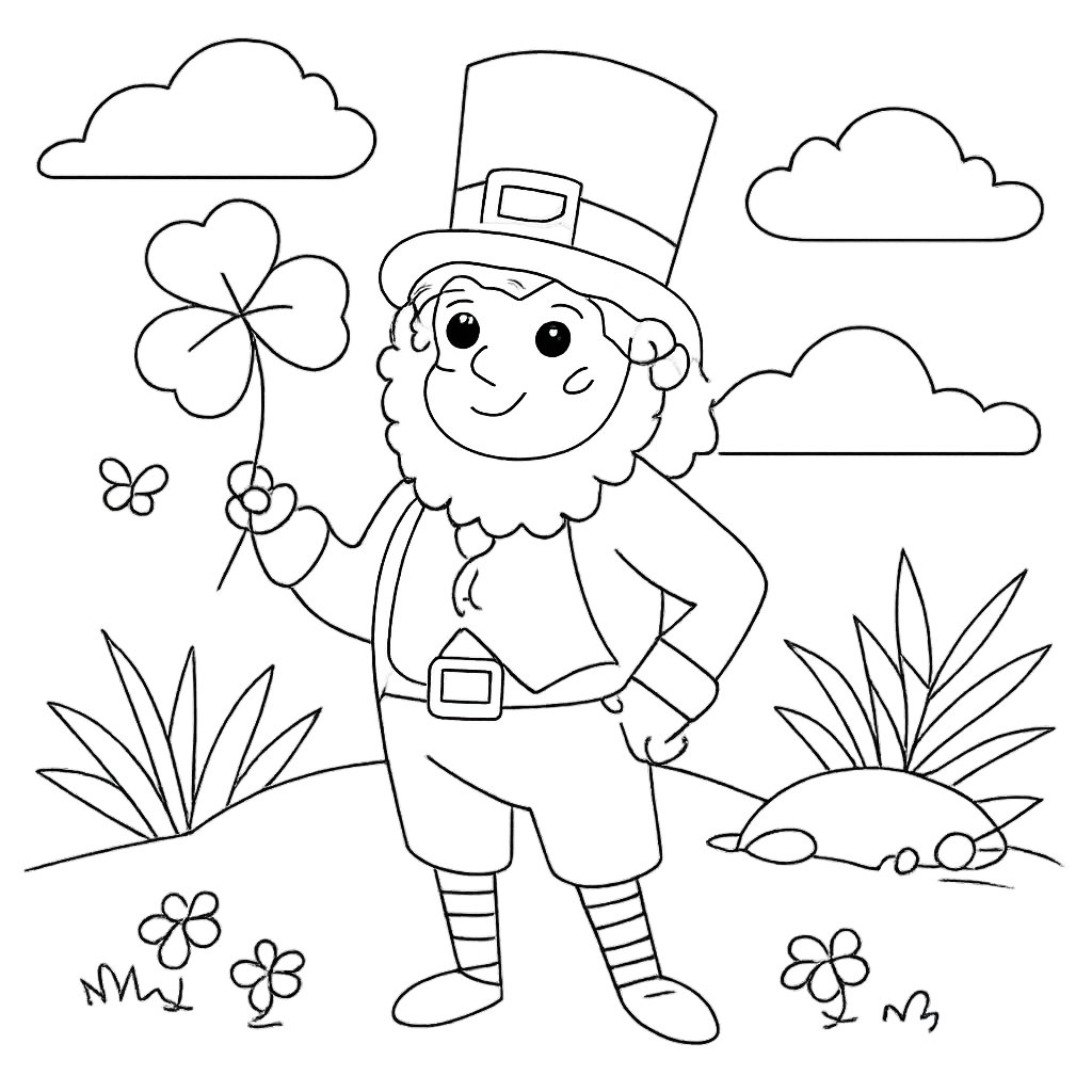 Coloriage leprechaun dessin au trait
