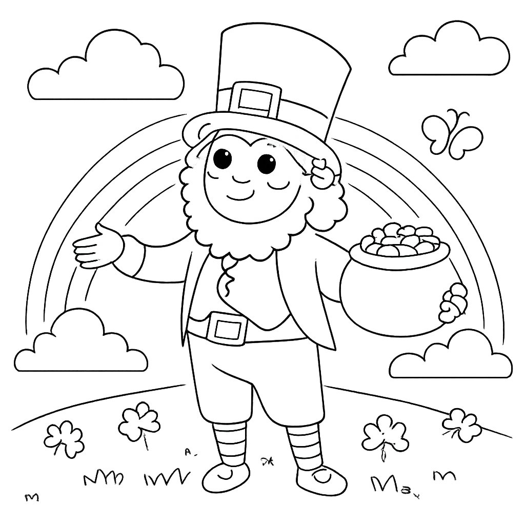 Coloriage leprechaun dessin au trait
